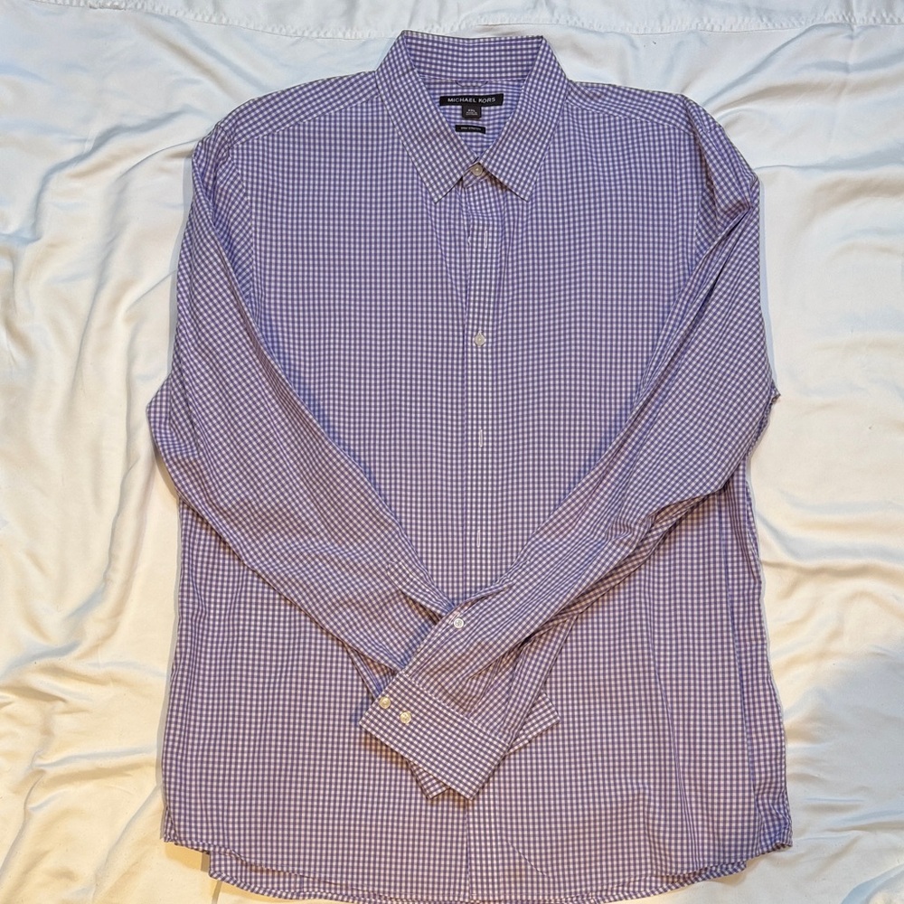 Michael Kors Men's Purple Checkered Shirt